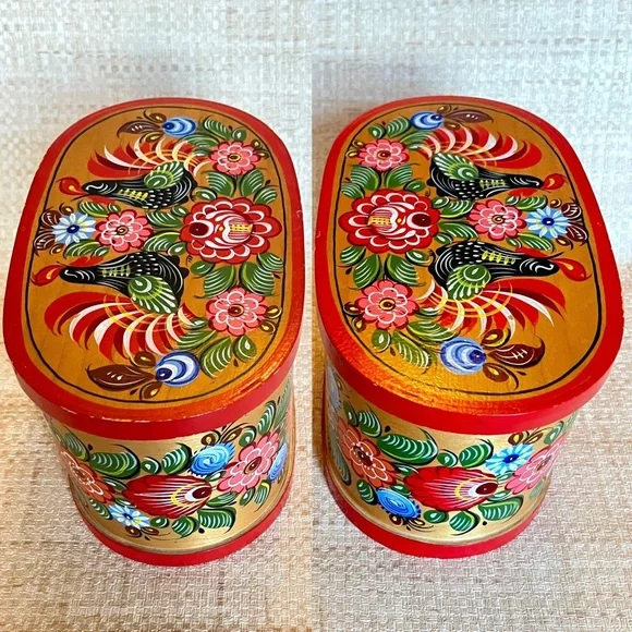 Hand Painted Bentwood Box Vintage Russian Folk Art Norway Rosemaling Floral Box - Picture 5 of 8
